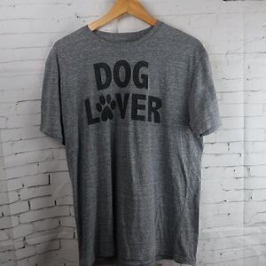 FOR THE LOVE OF PAWS DOG LOVER HEATHER GREY BLACK T SHIRT SIZE MEDIUM